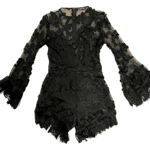 Black Fringe Lace Romper Size Small - Country Concert Festival Outfit
